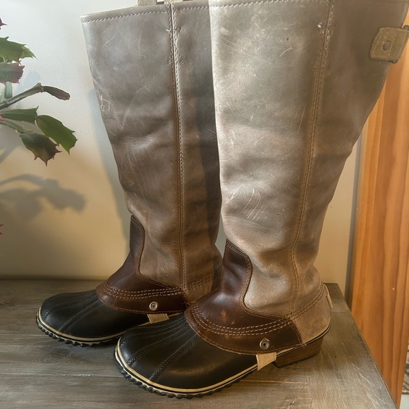 Sorel Women's Slimpack Tall Gray and Brown Winter Boots - Picture 10 of 13